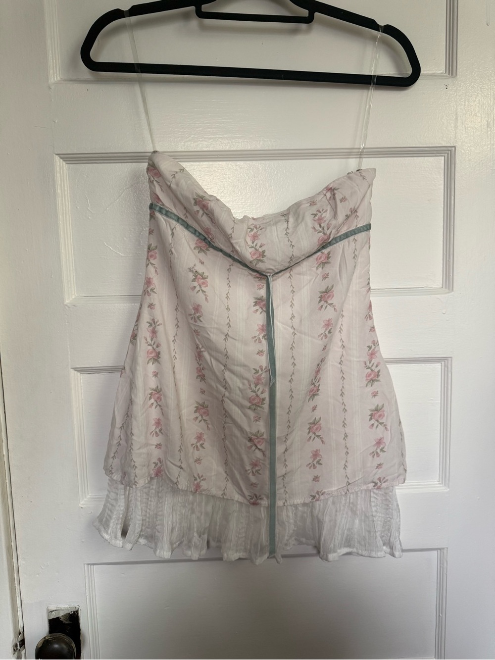 Princess Polly Romantic Boho Coquette Floral Strapless Dress with Blue Trim Sz 4 - Picture 4 of 13